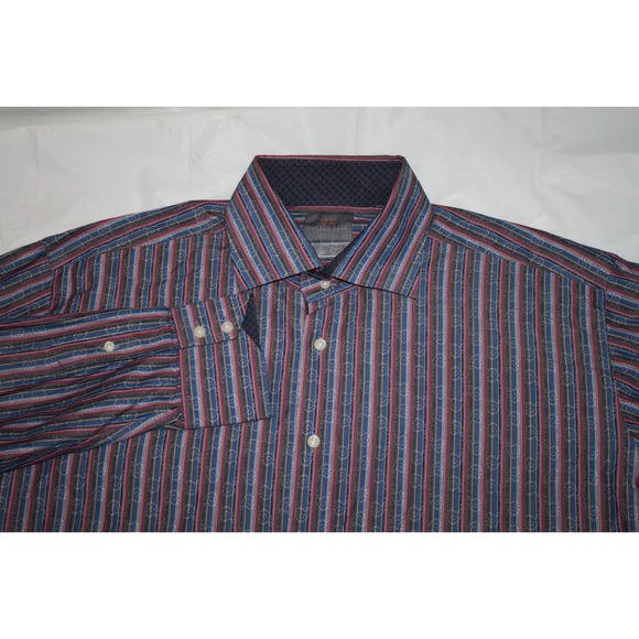 Thomas Dean Mens Long Sleeve‎ Button Front Flip Cuff Shirt Size XL - Picture 2 of 11